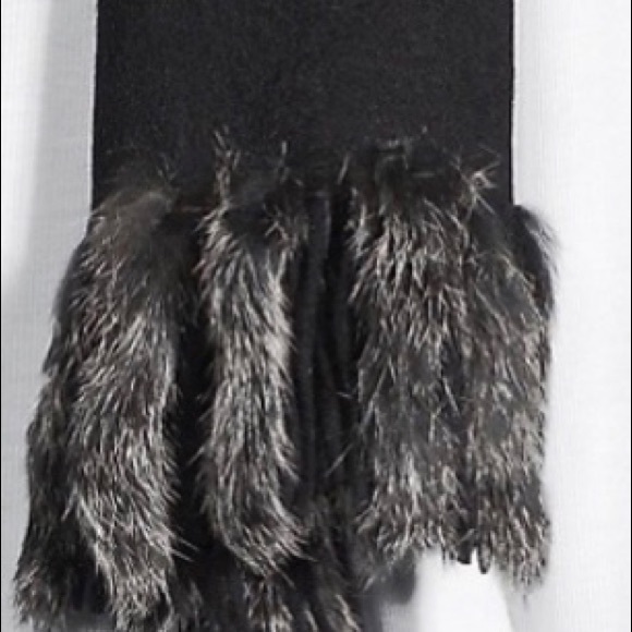 Rabbit Fur Fringe Wool Wrap - La Fiorentin… - Picture 4 of 7